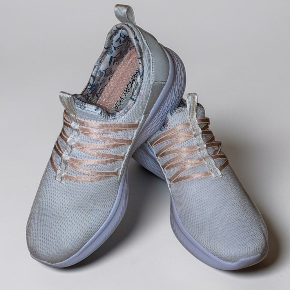 SKECHERS Skechers-Lite Pro-Flourishing Steps Ath. Trainers WHT/PNK Floral SZ 8 - Picture 2 of 8